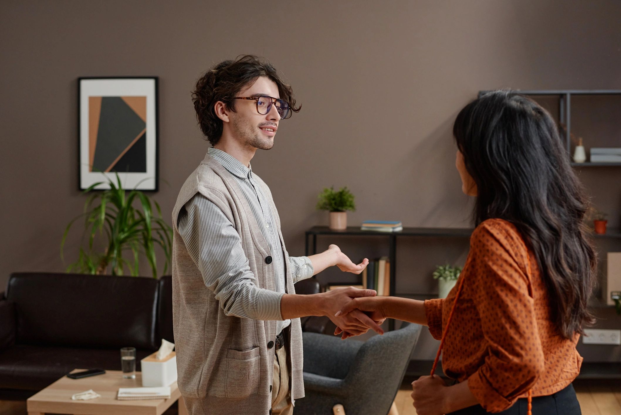 Supportive one-on-one conversation representing women’s assistance